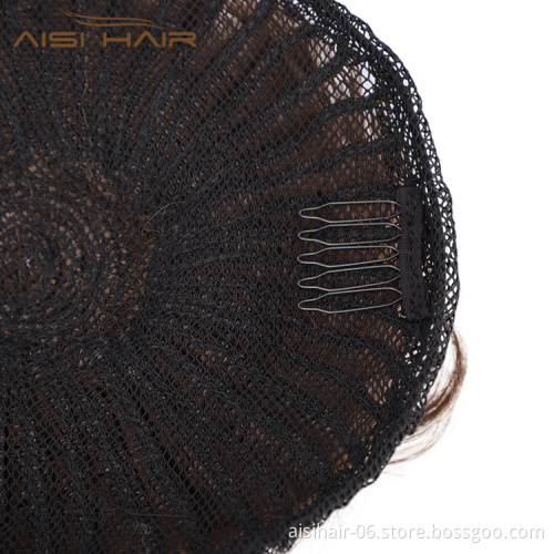 Aisi Hair Brazilian Human Hair Brown Curly Chignon Bun Elastic Rope Rubber Band Hairpiece Clip In Extension For Women